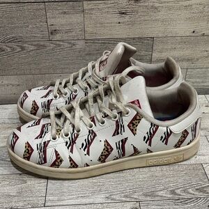 Adidas White Sneakers with Red and Black Graphic